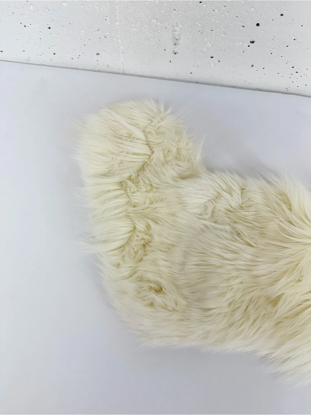 Anthropologie North Pole Off White Faux Fur Stocking NEW